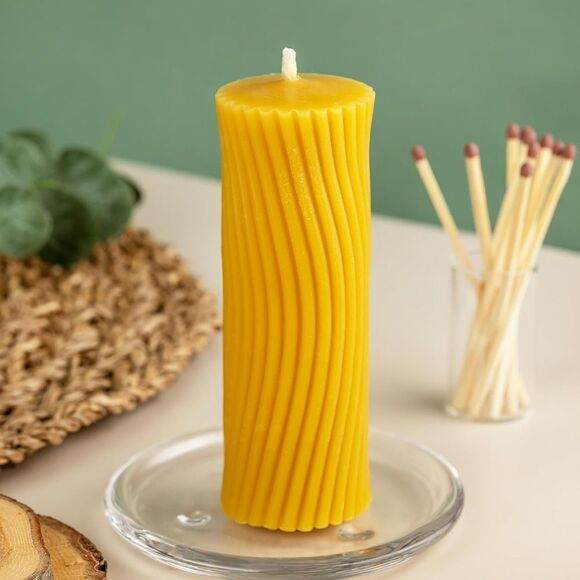 NIB New Lot Two (2) Hive Joy 100% Organic Honey Beeswax Twisted Pillar Candles - Picture 3 of 12